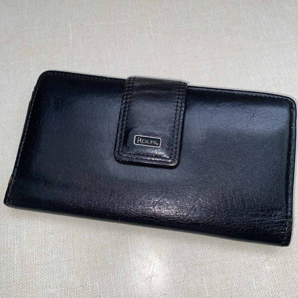Rolf’s VINTAGE‎ Black Leather Wallet Women’s Checkbook Divider